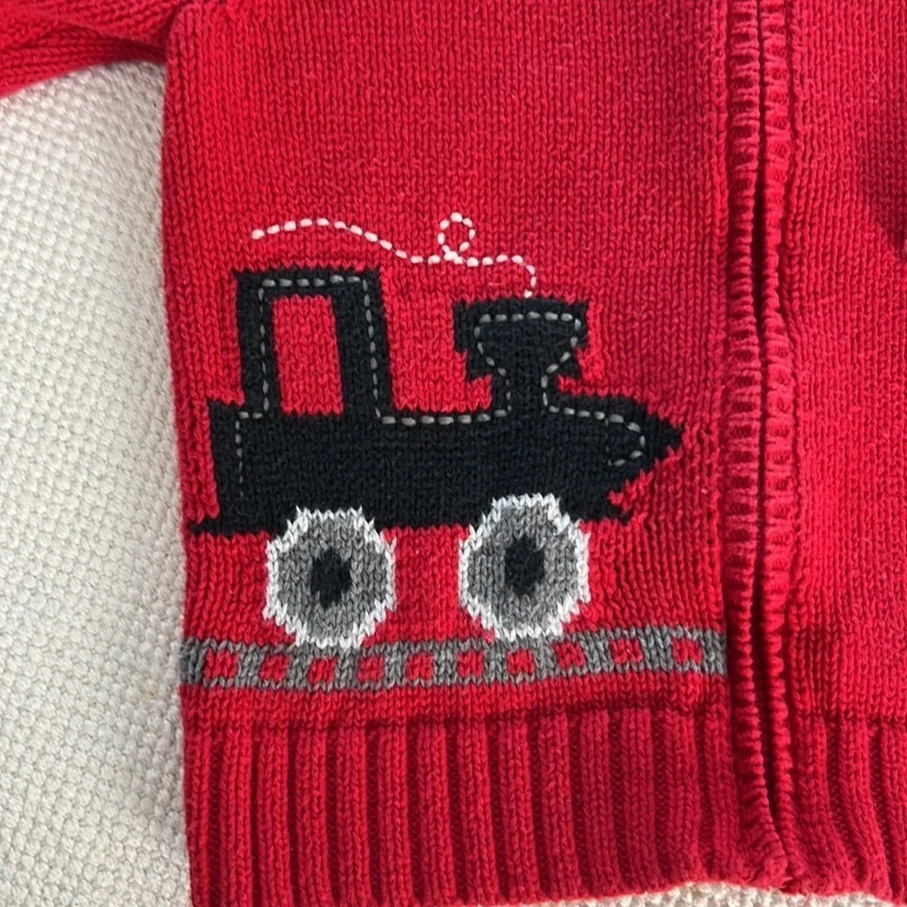 Oshkosh Train Red Boy Sweater Zipper Knit 🚂